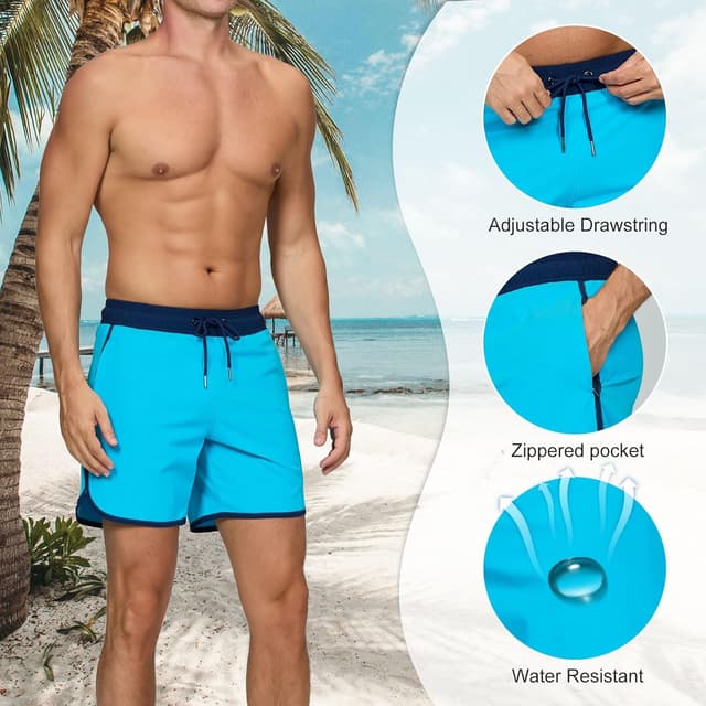 Thumbnail 3 de Costume uomo TMEOG con pantaloncini da bagno tipo surf boxer, tasche con cerniera e coulisse
