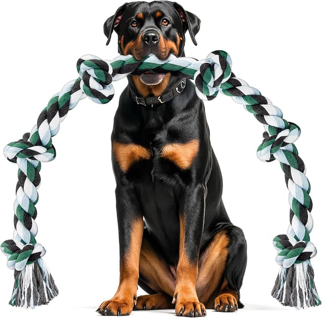 Detalle de Ycozy XXL Hundespielzeug Unzerstörbar aus Seil (100 cm) mit 6 Knoten