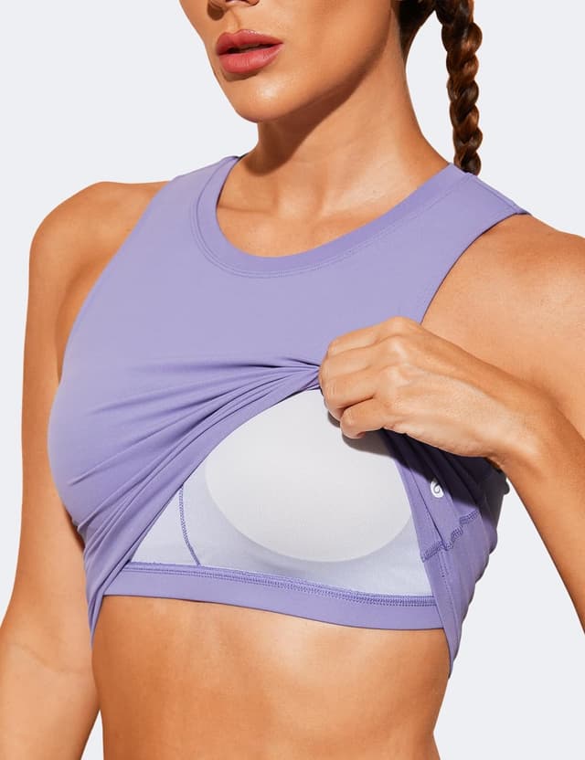 Detalle de BAYDI Nudi Sport BH Damen ohne Bügel: Crop-Top mit abnehmbaren Pads für Yoga, Fitness & Alltag