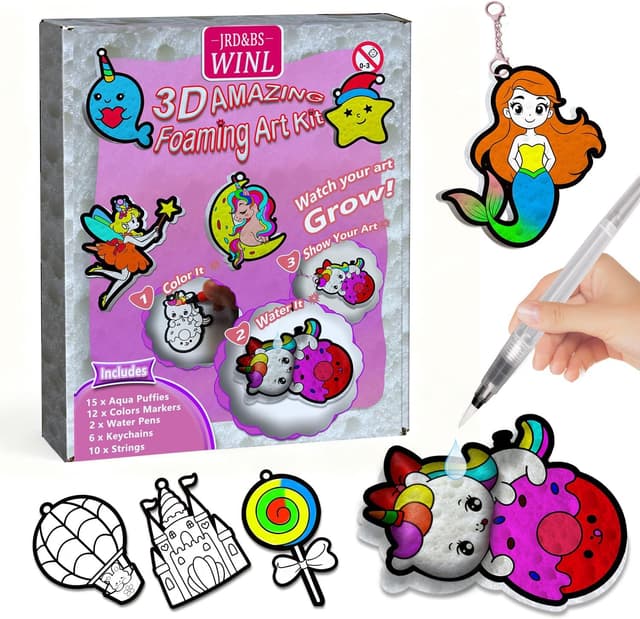 Detalle de JRD&BS WINL WINL 3D Art Kit for Kids Aqua Puffing Up Painting Kit (3D water-activated craft set for ages 4–10)
