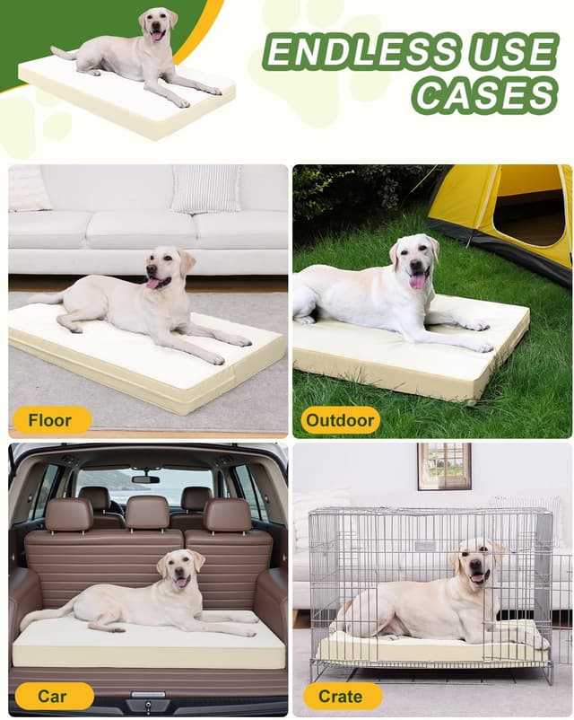 Detalle 2 de Favodormir Waterproof Dog Bed for Crate with 7cm Orthopedic Foam Mattress (88x55x7cm) – Beige