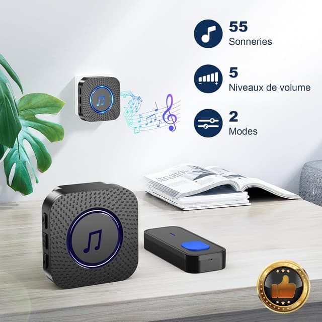 Thumbnail 2 de SURFOU Sonnette sans Fil 400M 📢