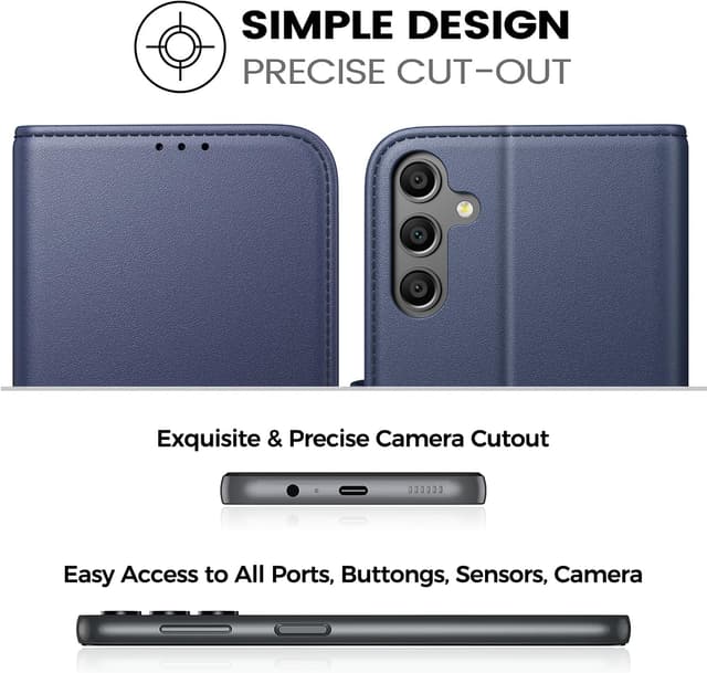 Detalle 2 de Peakally Handyhülle für Samsung Galaxy A16 5G / A16 4G mit Panzer-Schutzglas, RFID-Blockierung und Kartenfach – Blau