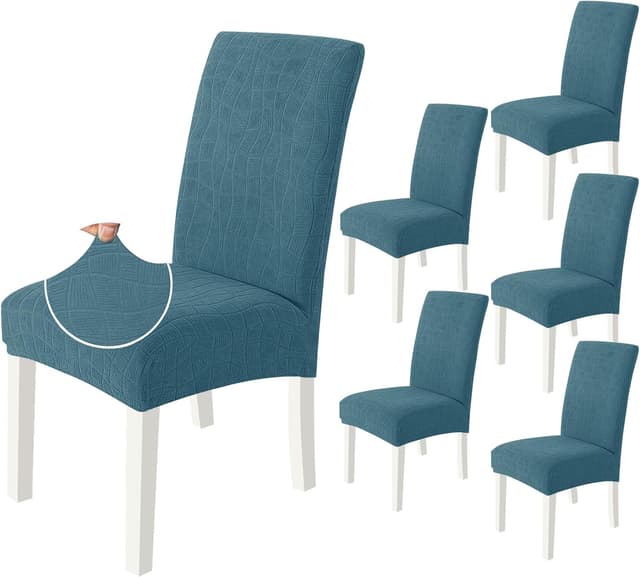 Detalle de Ystyle Housse de chaise 6 pièces turquoise, housses extensibles élastiques lavables