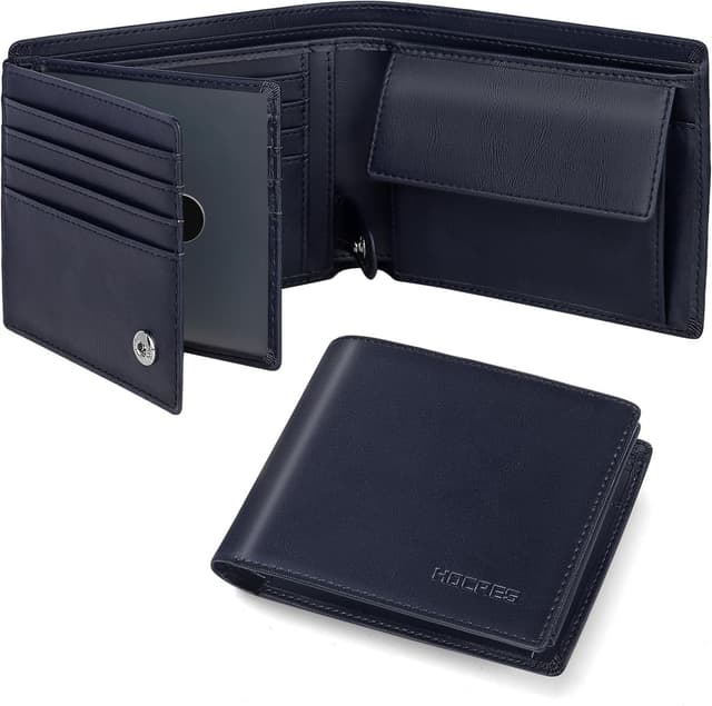 Detalle de HOCRES mens RFID leather slim wallet 12.5cm