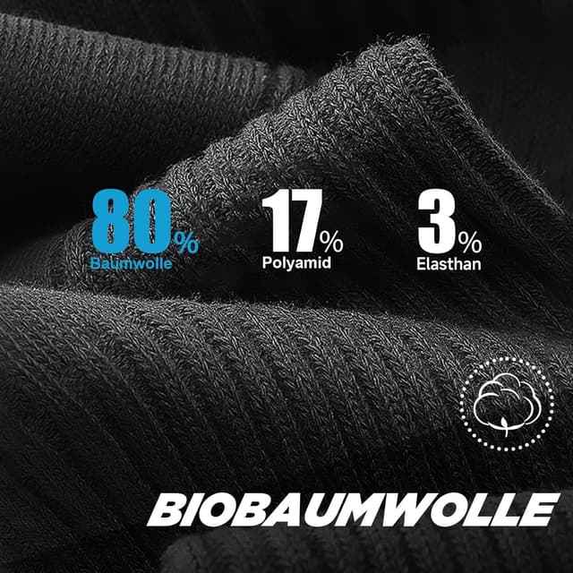 Detalle 2 de TANSTC Sneaker Socken (6 Paar) für Herren & Damen, Baumwolle – atmungsaktiv, weich und rutschfest