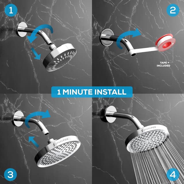 Thumbnail 2 de SparkPod Shower Head 6-inch Rain High Pressure