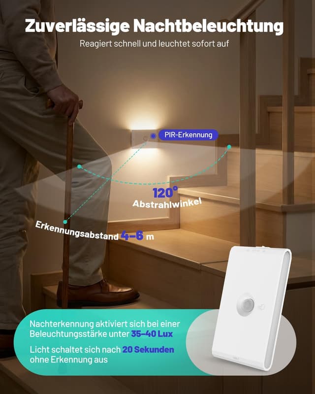 Detalle de Luce notturna sensore movimento 3 modalità 1000 mAh