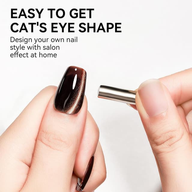 Thumbnail 6 de KRISNICE vernis gel semi-permanent effet œil de chat holographique 3D translucide (Brun Hivernal, MY024)