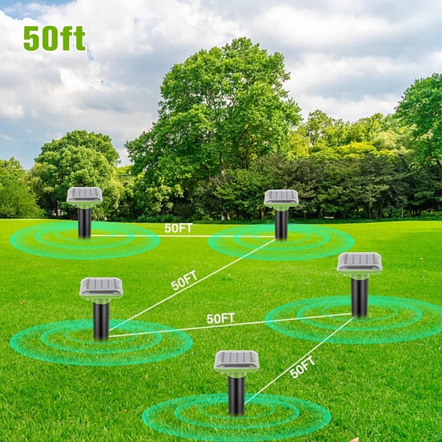 Detalle 2 de Outdoor Solar Ultrasonic Mole & Rodent Repellent (4 Pack) – Waterproof solar-powered ultrasonic deterrents