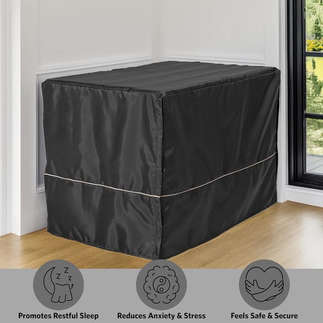 Detalle de MidWest Homes for Pets Medium Dog Crate Cover (76cm) – Black Polyester Privacy Kennel Cover