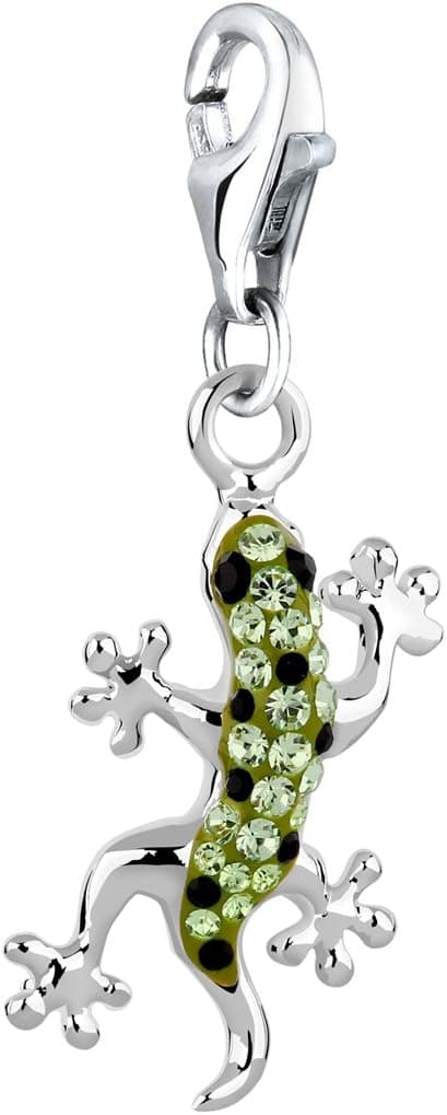 Detalle de Nenalina Gekko Karabiner Charm-Anhänger aus 925er Sterling Silber für Bettelarmbänder