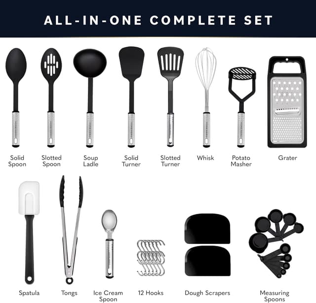 Detalle de Kitchen utensils set 25-piece non-stick