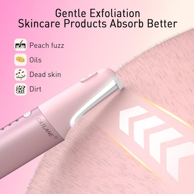 Detalle 2 de Dermaplane Razor for Women Face (Charm Pink) — Sonic Dermaplaning Tool With 10 Blades