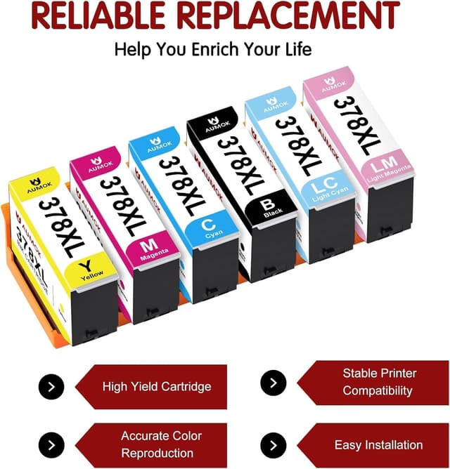 Thumbnail 6 de AUMOK 378 XL Tintenpatronen Multipack (6 Farben) kompatibel für Epson 378XL