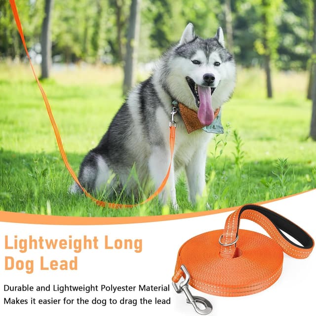Detalle de X XBEN Long Line Dog Lead (25M / 82FT) – Reflective, Lightweight with Soft Padded Handle