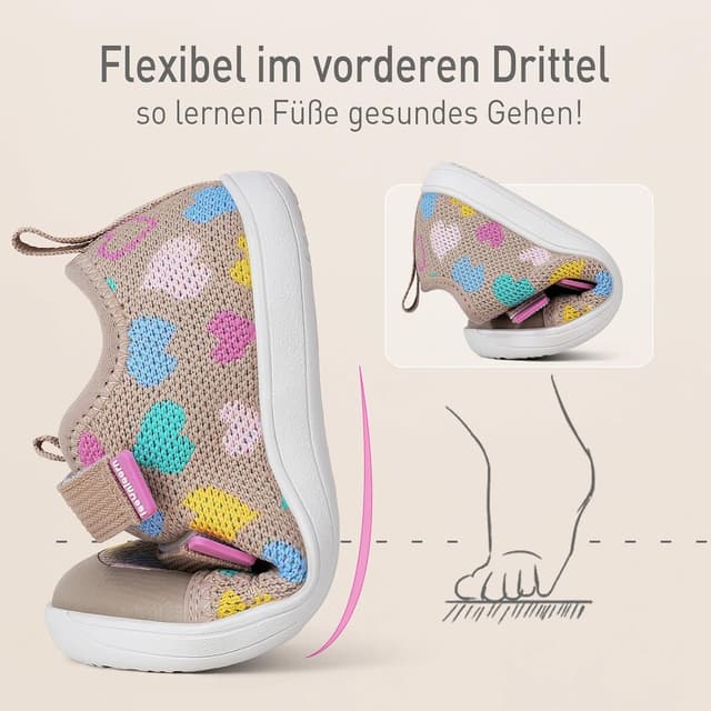 Detalle de IceUnicorn Kinder Barfußschuhe mit breiter Zehenbox – minimalistische Hausschuhe für Indoor & Outdoor