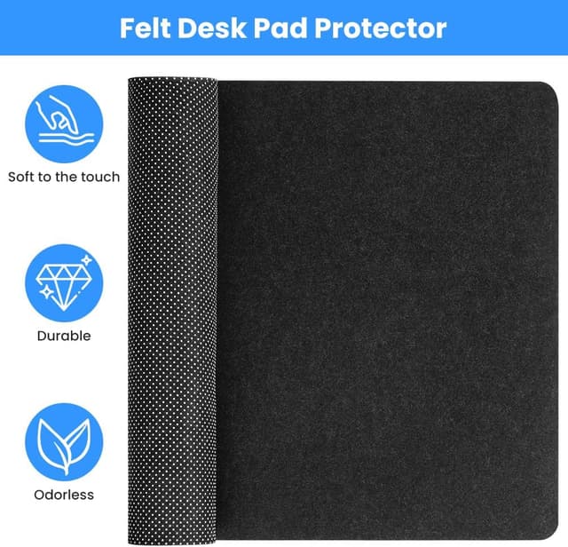 Detalle de AUYAO sottomano da scrivania in feltro 80 x 40 cm antiscivolo (nero e grigio)
