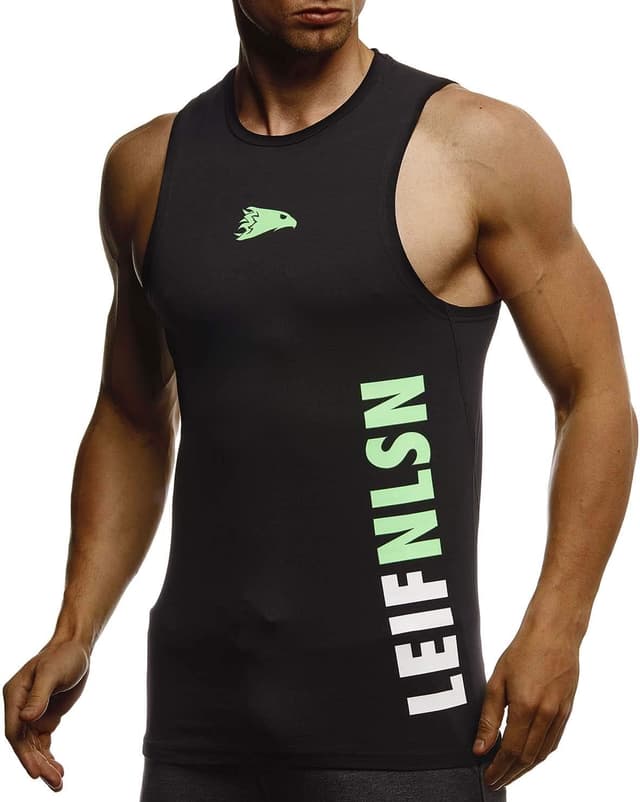 Detalle de Leif Nelson Sport LN-8283 canotta fitness da uomo in cotone