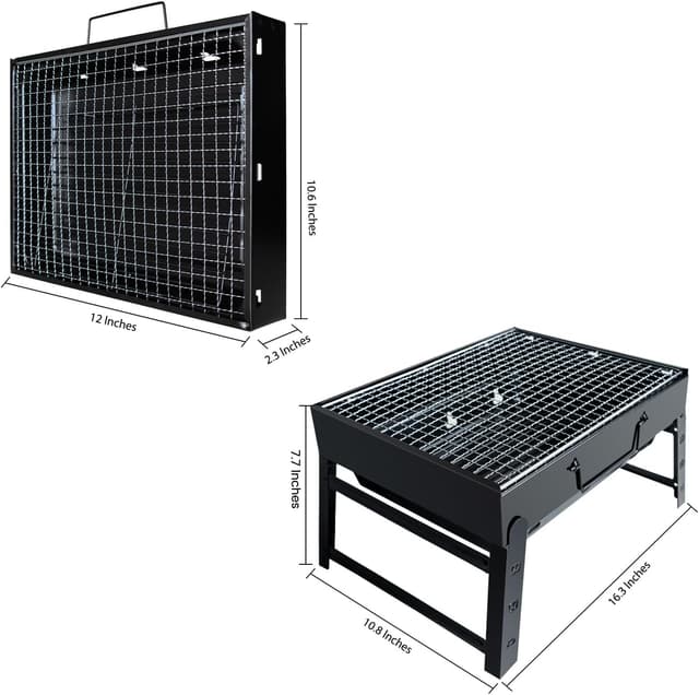 Detalle 2 de iHomara portable foldable charcoal BBQ grill (stainless steel) for picnic, camping and garden