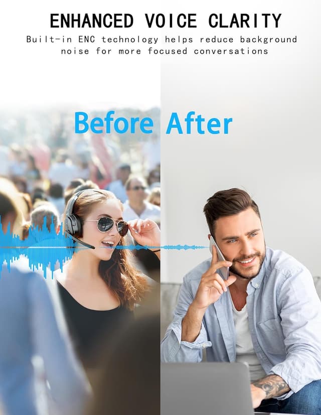 Detalle 2 de TECKNET TK-HS005 Bluetooth Trucker Headset 50Hrs