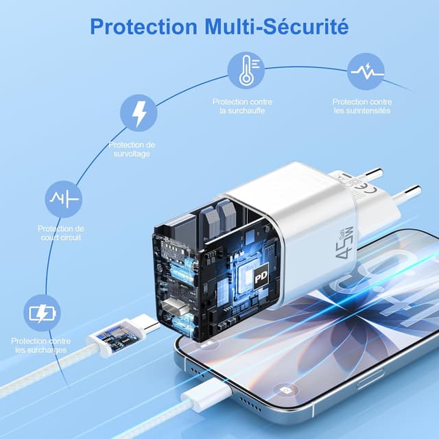 Thumbnail 4 de YISH 45W Chargeur USB C Rapide 45W