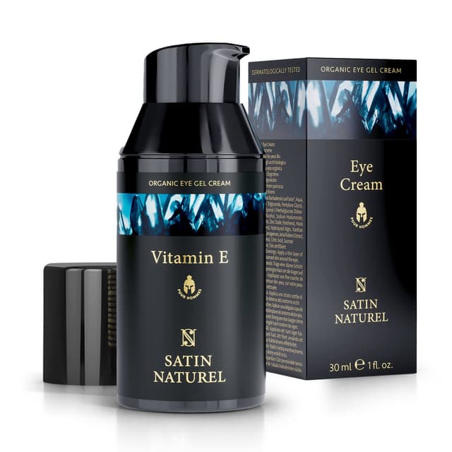 Detalle de Satin Naturel Augencreme 30 ml mit Hyaluron, Vitamin E & Arganöl (vegan) – kühlende Pflege gegen müde Haut und Augenringe