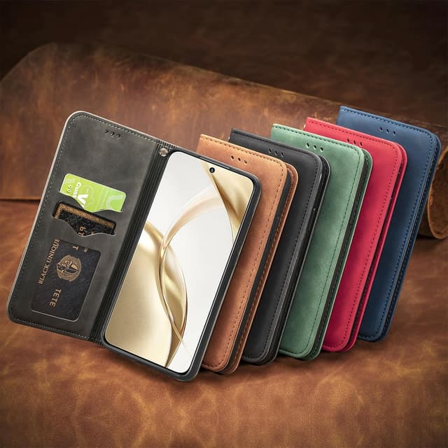 Detalle 2 de Cracedily Handyhülle für Honor Magic 6 Pro – Klapp-Schutzhülle mit Kartenfächern, Magnetverschluss & Standfunktion