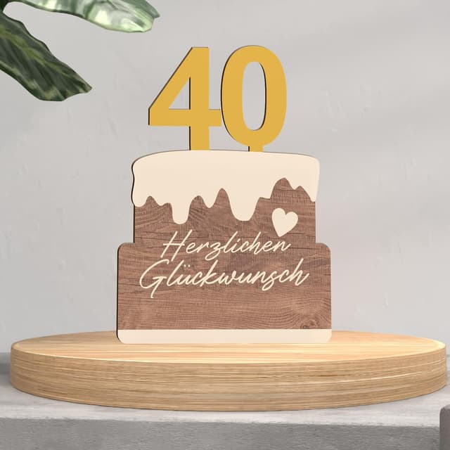 Thumbnail 3 de 40 Geburtstag Karte mit Umschlag aus Holz