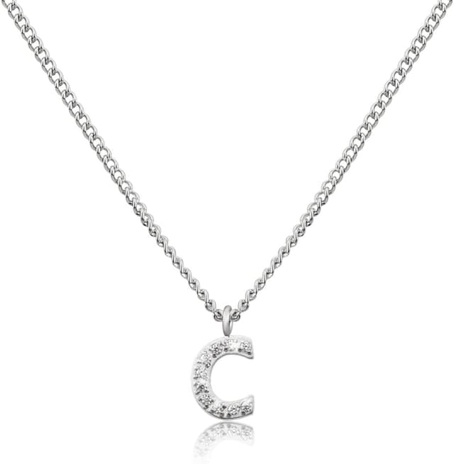 Detalle de GD GOOD.designs EST. 2015 collier chaîne avec lettres argentées en acier inoxydable