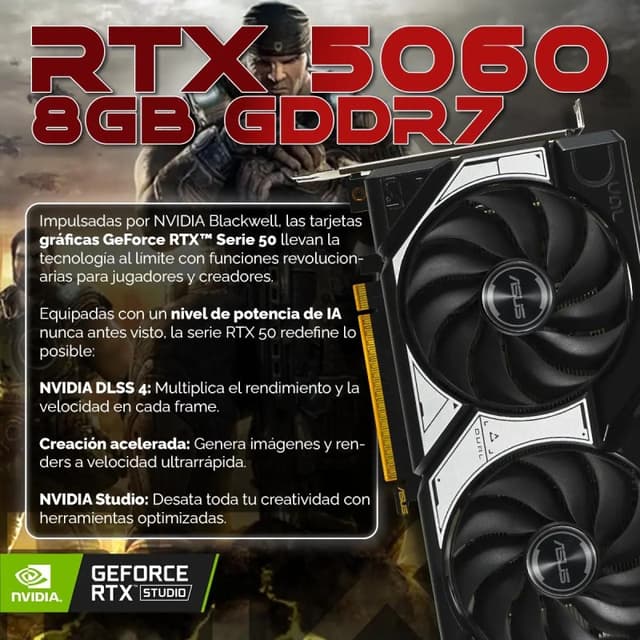 Detalle de pc-racing PC Gaming Ryzen 5 5500 16GB 1TB RTX 5060