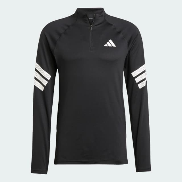 Detalle 2 de adidas Camiseta Icon 1/4-Zip de 3 bandas en negro