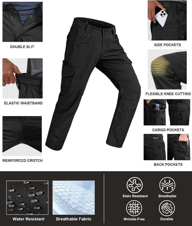 Detalle de Zoofly Men’s Cargo Pants Ripstop Water-Resistant Hiking & Work Pants (Not Belt)