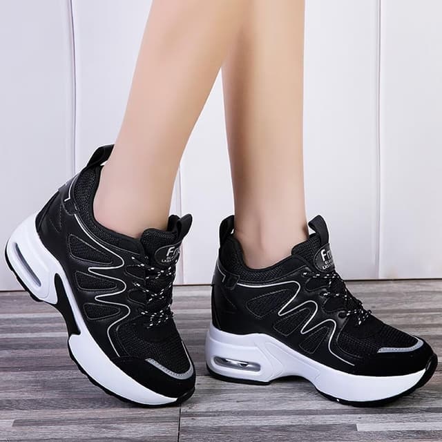 Thumbnail 6 de TQGOLD Basket femme compensée à talon 8 cm en sneaker plateforme, lacets