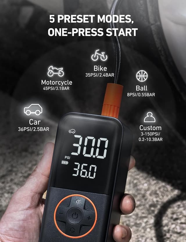 Thumbnail 5 de AstroAI Elektrische Luftpumpe Fahrrad 10,3 BAR