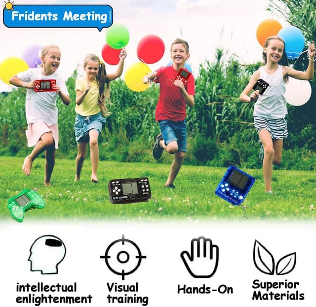 Detalle 1 de Hatende 18Pcs Video Game Party Favors for Kids — Mini Game Console Keychain Set