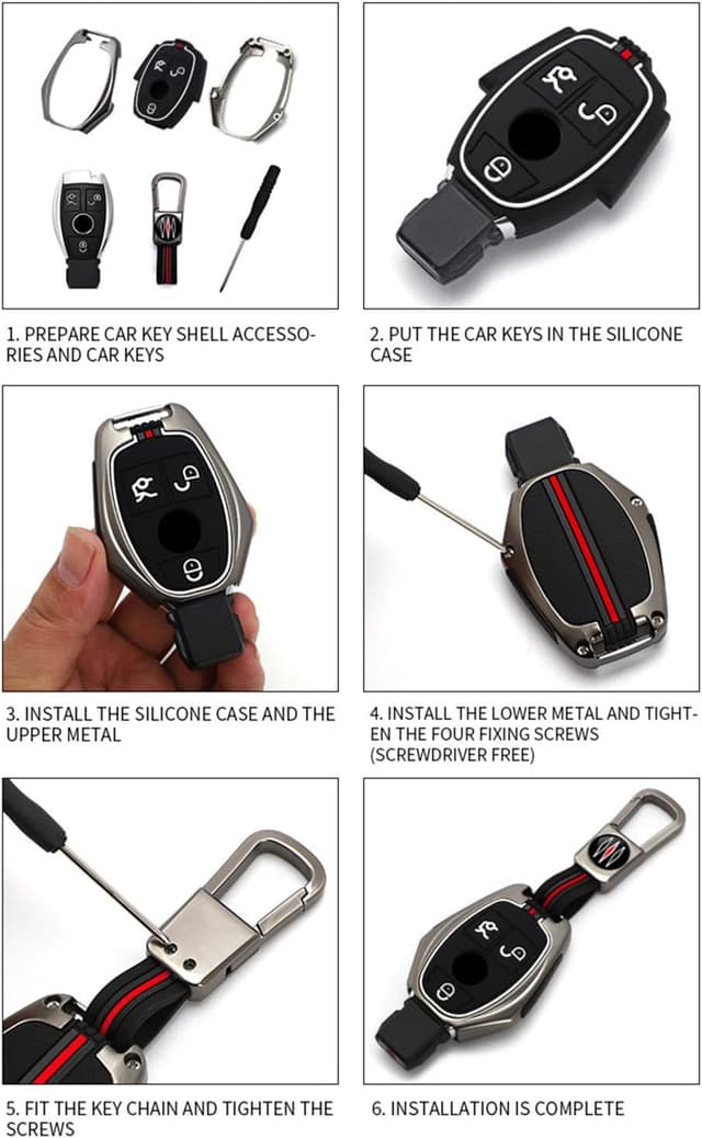 Detalle de Happyit zinc alloy and silicone car key cover case (for selected Mercedes-Benz models)