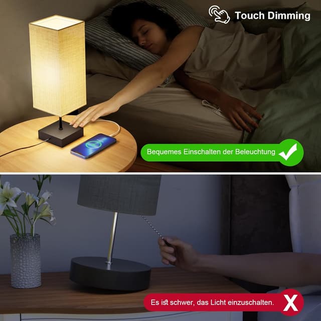 Detalle 2 de FANSANMY Lampara de mesita con 2 USB 6W