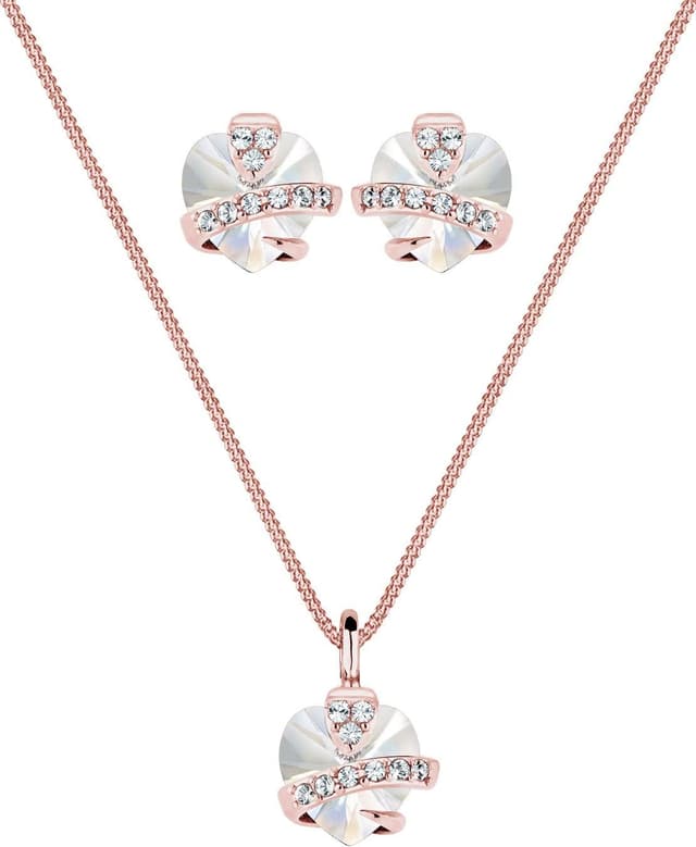 Detalle 2 de Elli Damen Schmuckset Herz Motiv Edel mit Kristalle