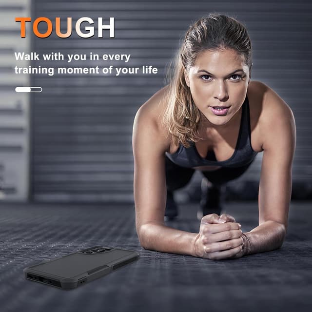 Detalle de RMOCR Dual-Layer Shockproof Case for Samsung Galaxy A17 5G with Screen Protector + Camera Lens Cover (Black Matte)