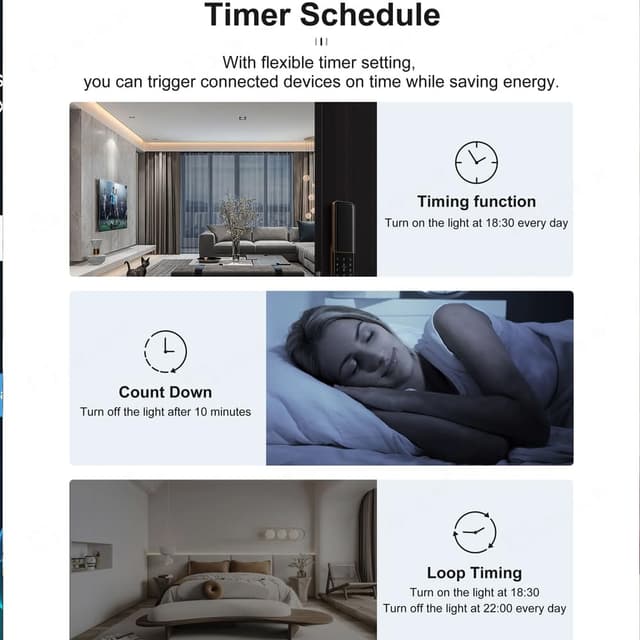 Detalle 2 de Yueyang WiFi Smart Switch 220V (Tuya/Smart Life) con relè e contatto a secco, controllo da app e vocale
