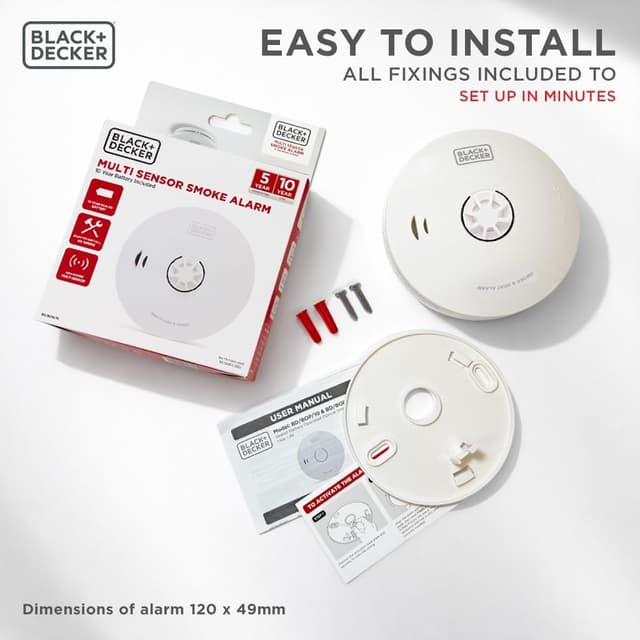 Detalle de BLACK+DECKER Multi-Sensor Smoke and Heat Alarm (10-year battery included) — Kitemark certified