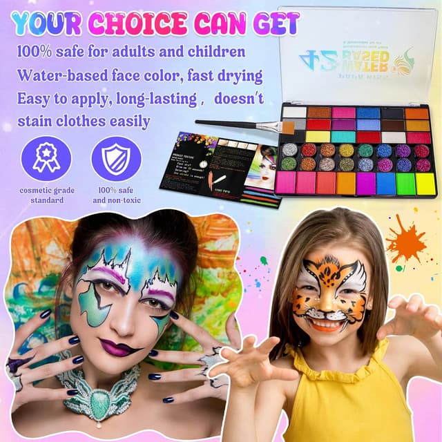Detalle 2 de Kinderschminke Set Gigmeta 42 Gesichtsfarben
