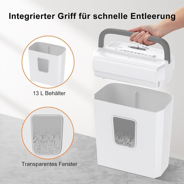 Detalle de bonsaii Bonsaii Aktenvernichter C277-C – 8-Blatt Papierschredder mit Sicherheitsstufe P-4, Kreuzschnitt 5x14 mm