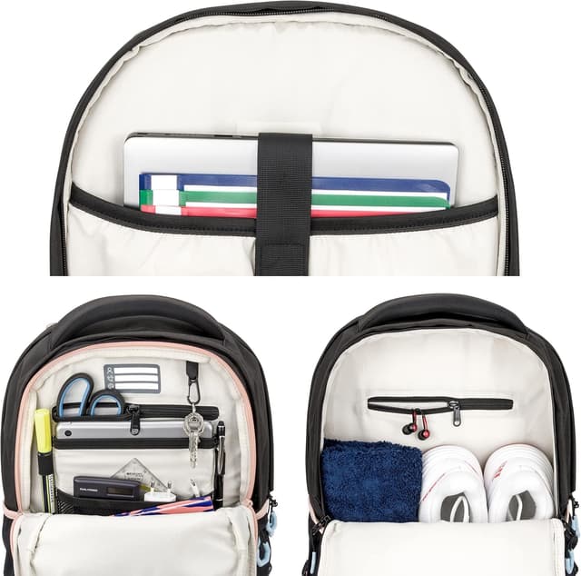 Detalle de Audetic Zaino Scuola Teenager in PET riciclato Nero/Rosa da 29 litri