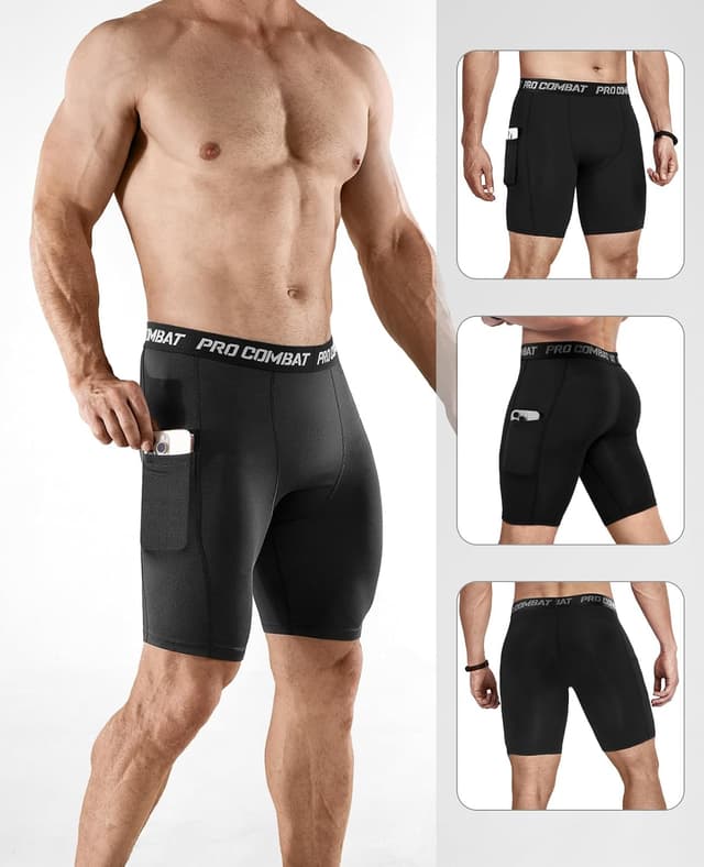 Detalle de Niksa Herren Kompressionsshorts (1- oder 3er-Pack) – schnelltrocknendes Baselayer
