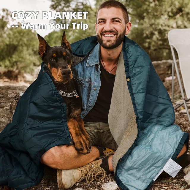 Detalle de KawaGebo Kamp Campingdecke Outdoor Reisedecke ultraleicht, wasserabweisend, inkl. wasserdichter Beuteltasche (200x145 cm)