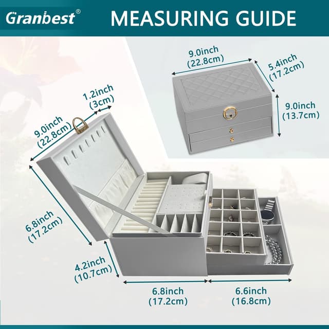 Thumbnail 5 de Granbest Joyero de 3 niveles con 2 cajones Gris