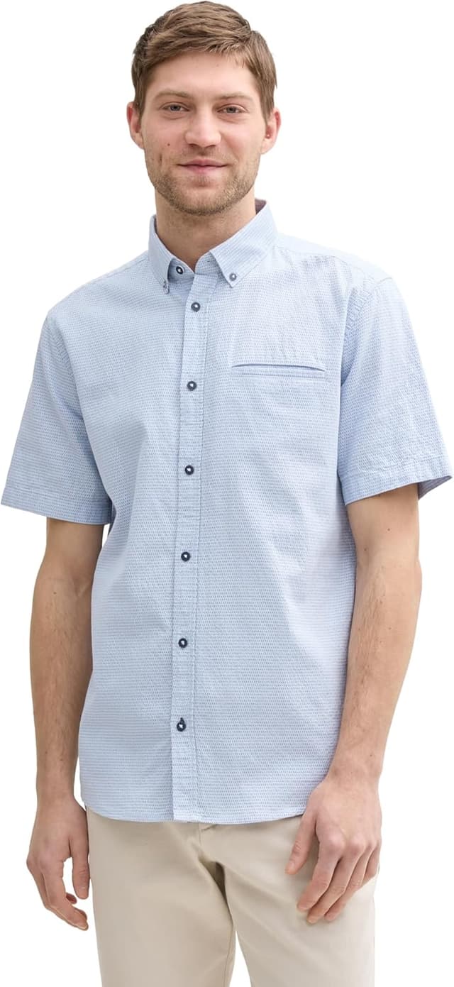 Detalle de TOM TAILOR 1046077 Camicia da uomo a pois con taschino