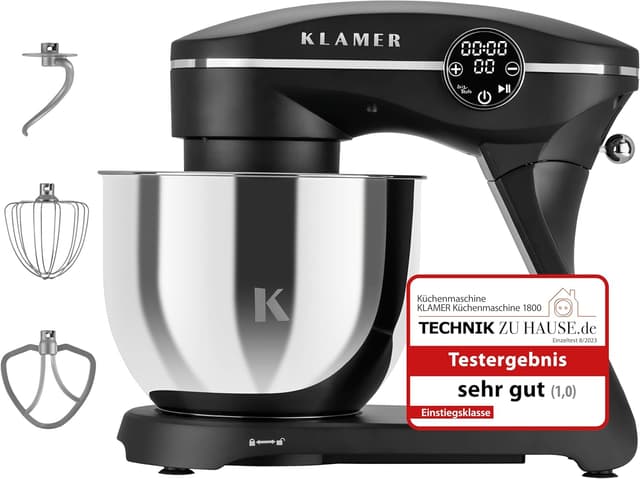 Detalle de KLAMER Küchenmaschine 1800W mit 6 l Schüssel
